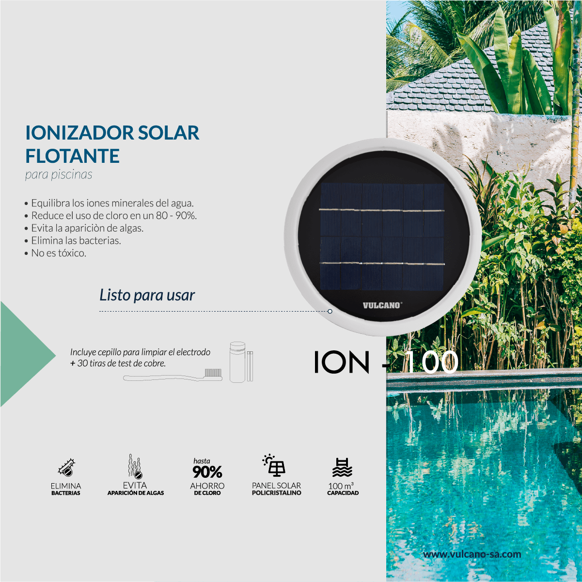 Ionizador Solar Flotante ION-100 Hasta 100 M3