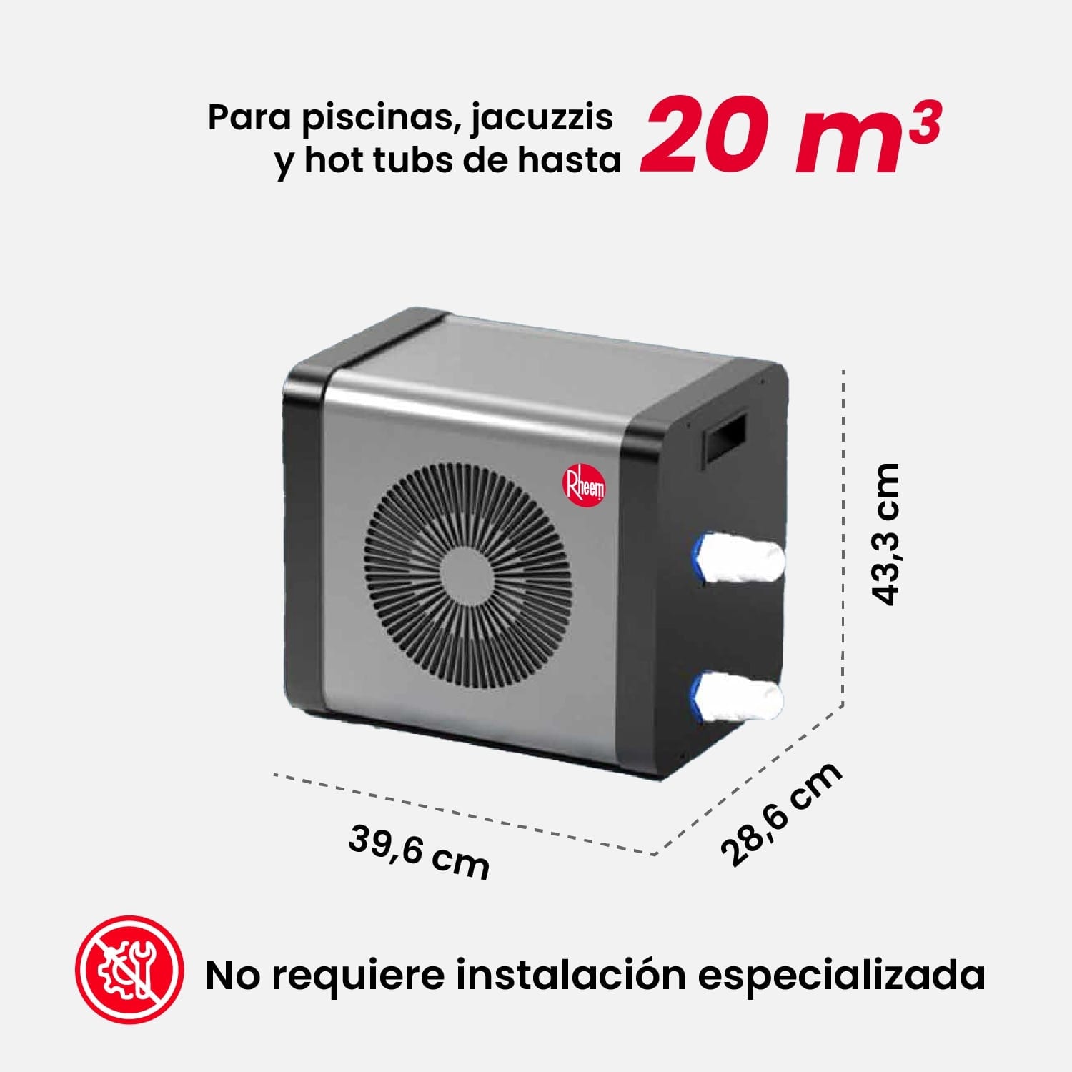 Bomba de Calor para Piscinas Armables, Hot tub y Jacuzzi hasta 20m3 Crosswind Rheem